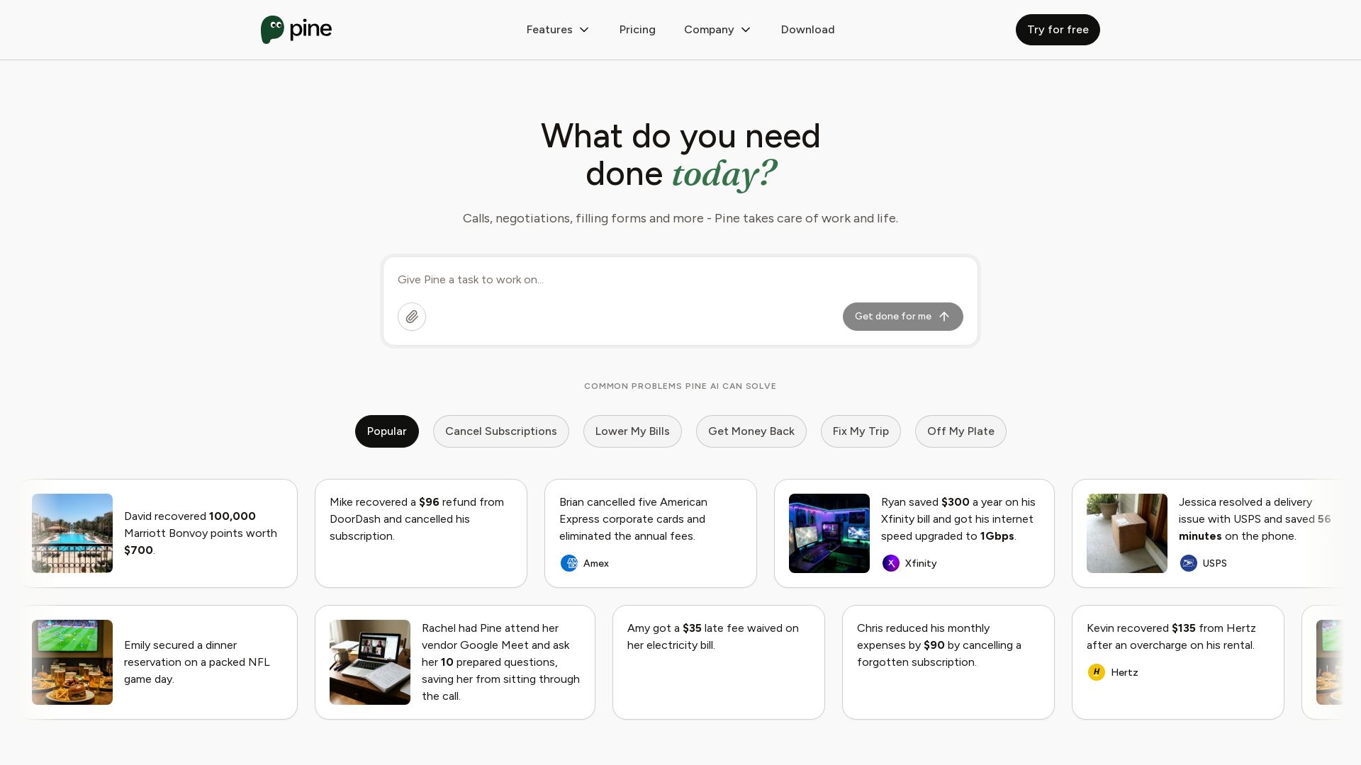 Pine AI page