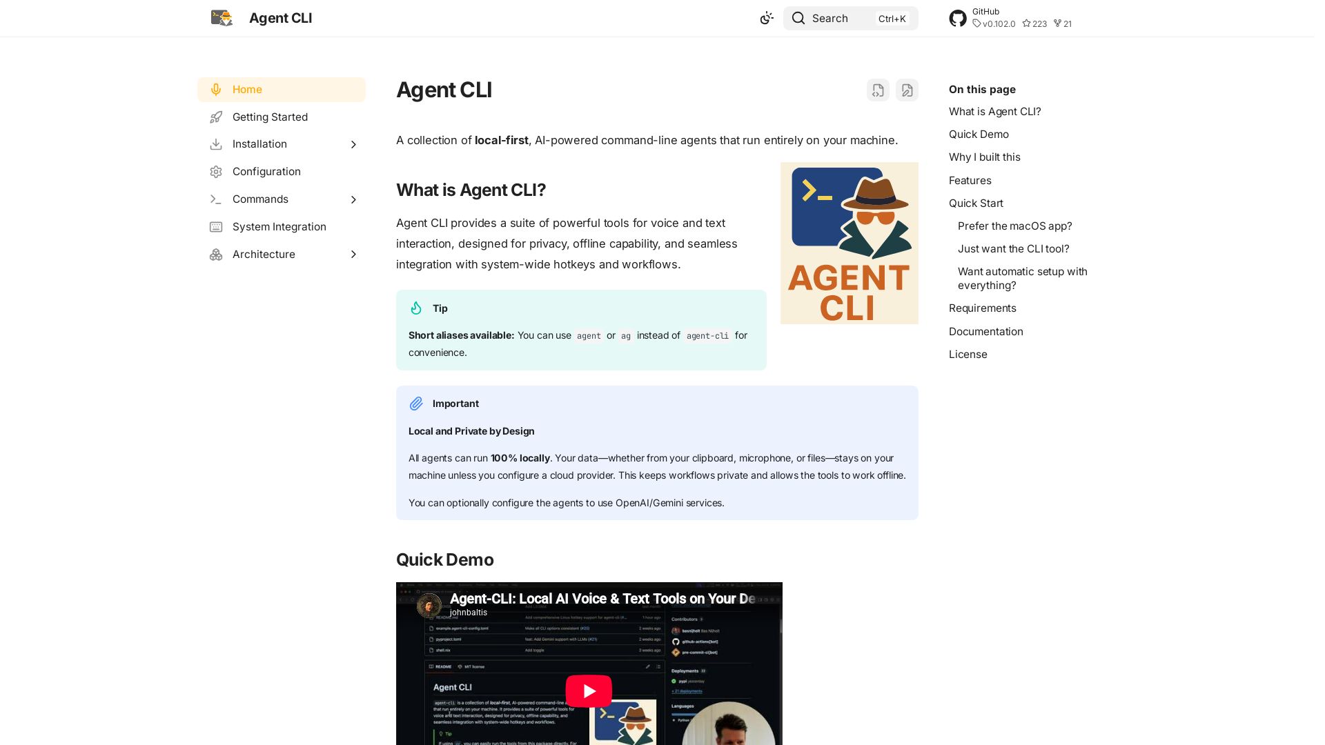 Agent CLI page
