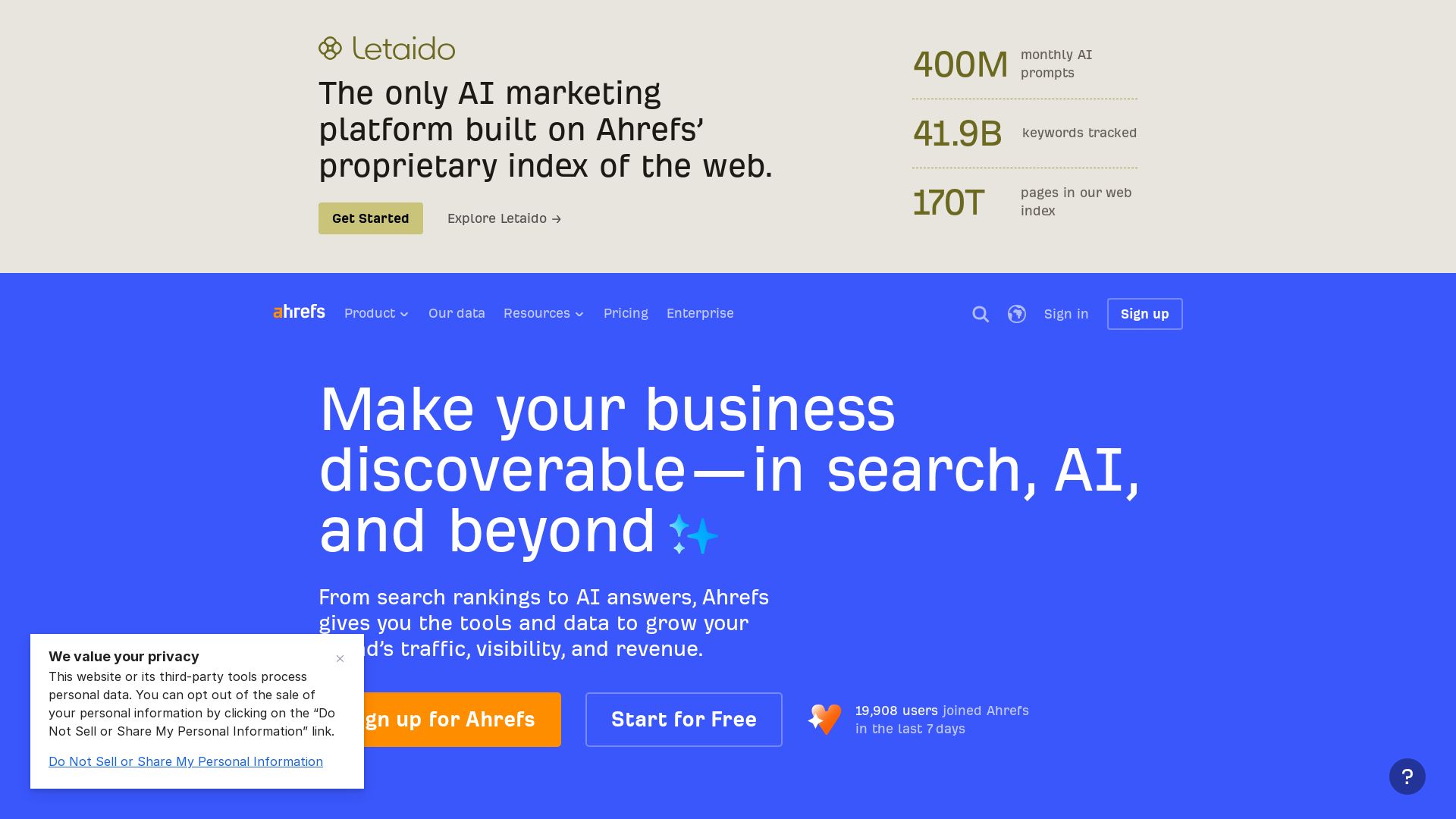 Ahrefs page