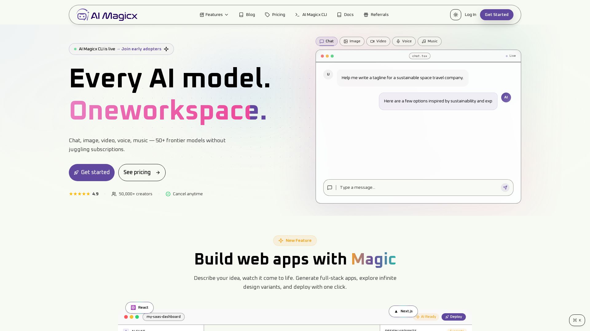 AI Magicx page