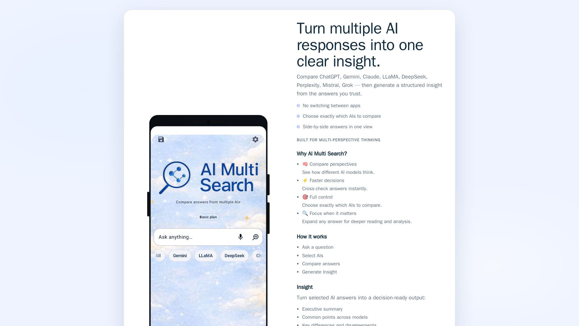 AI Multi Search page
