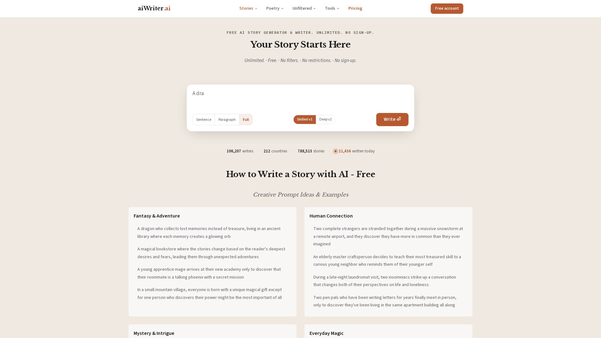 aiWriter.ai page