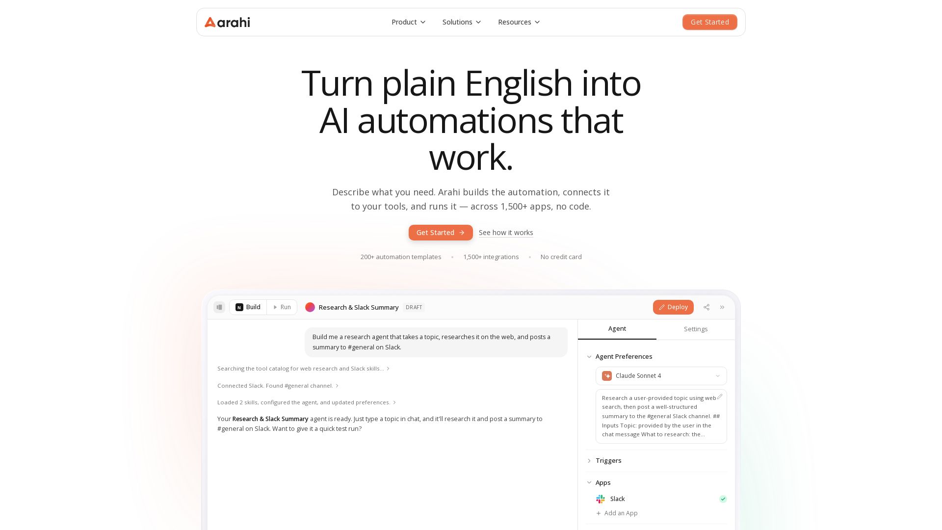 Arahi AI page