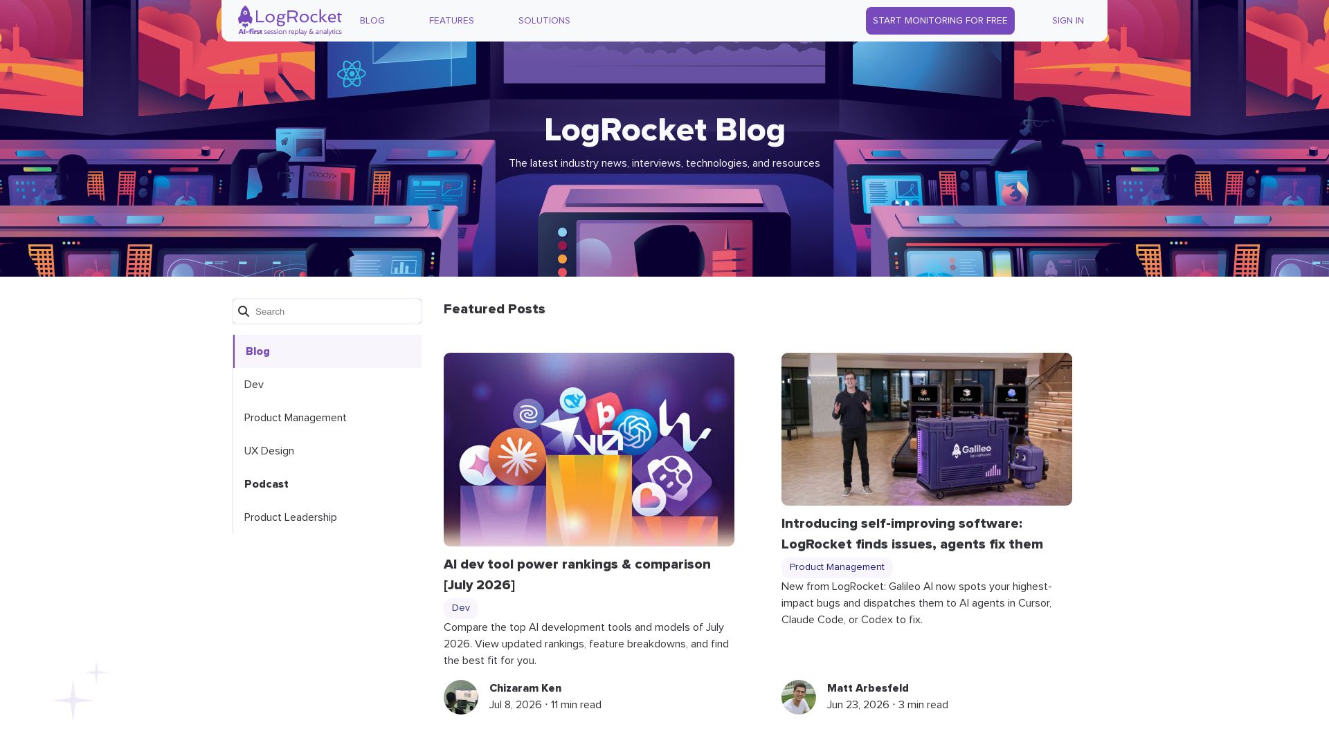 LogRocket page
