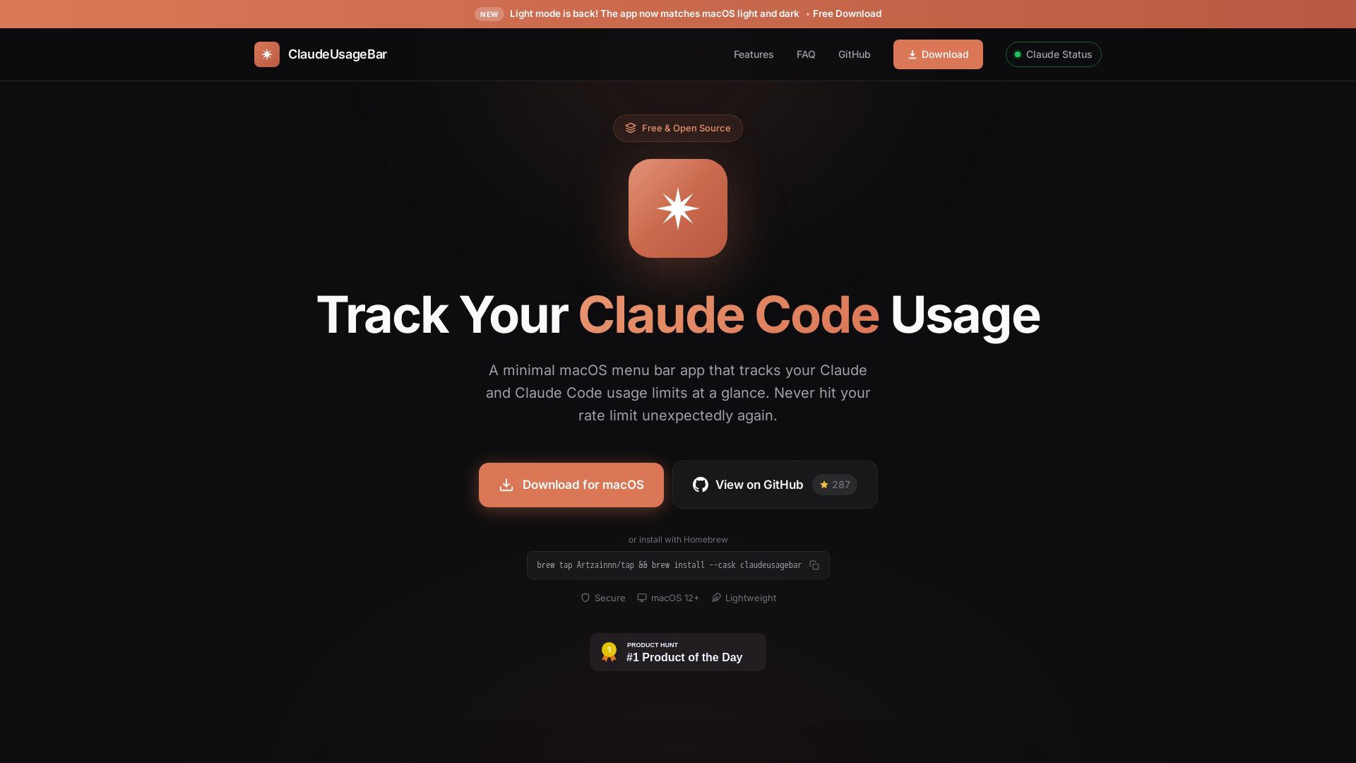 ClaudeUsageBar page