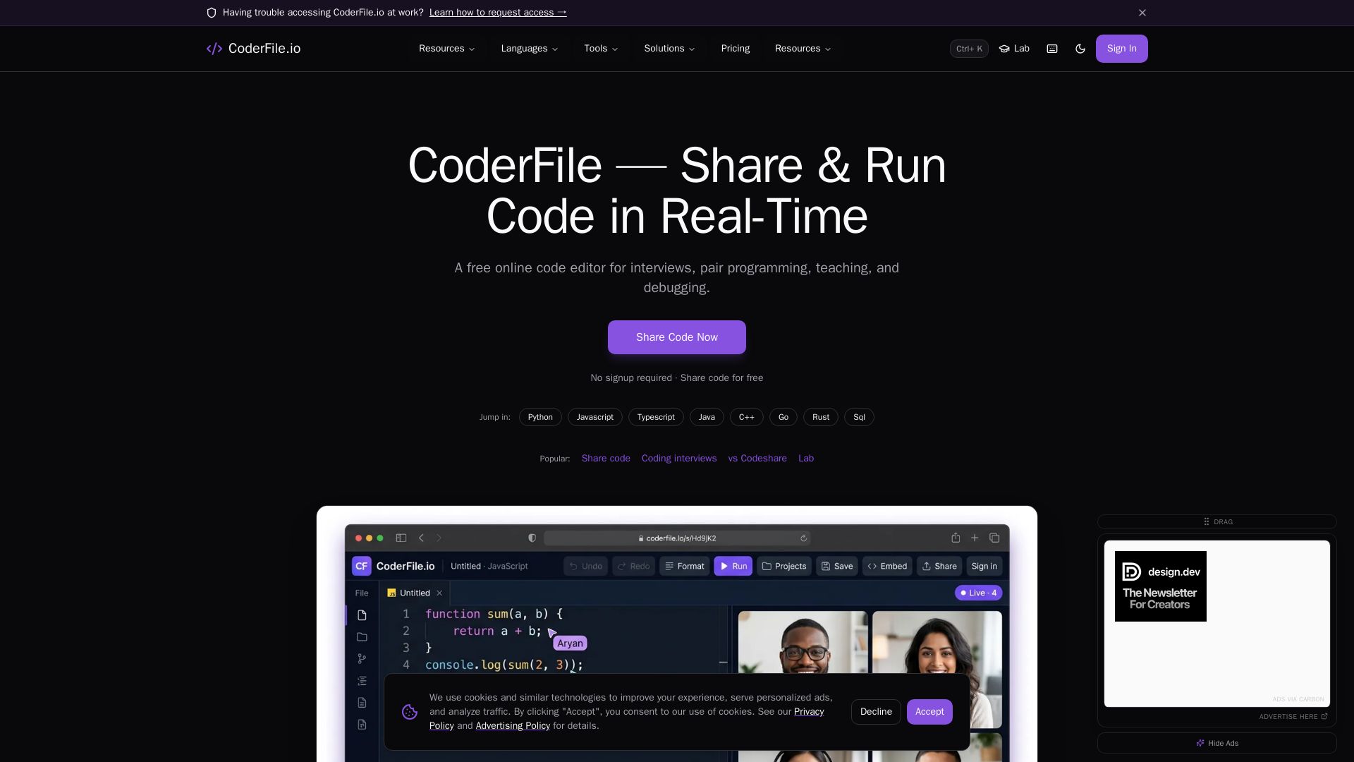 CoderFile page