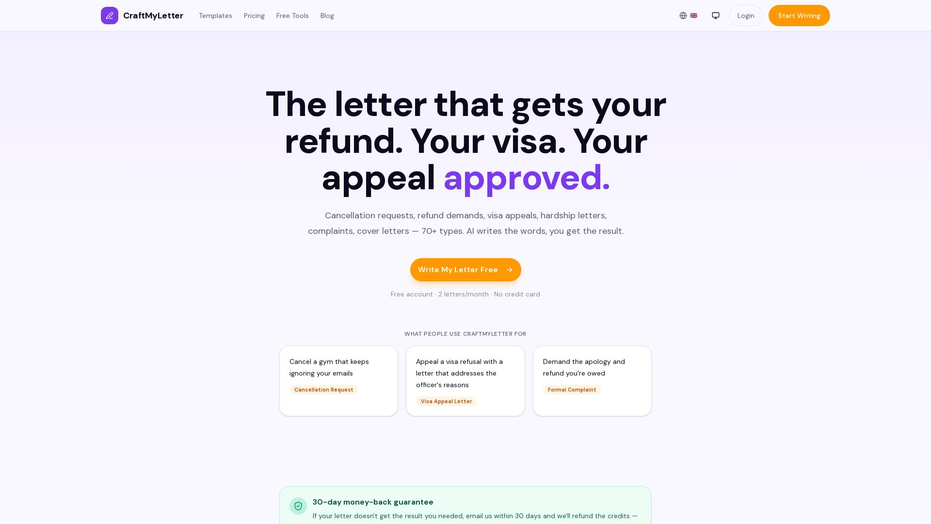 CraftMyLetter page