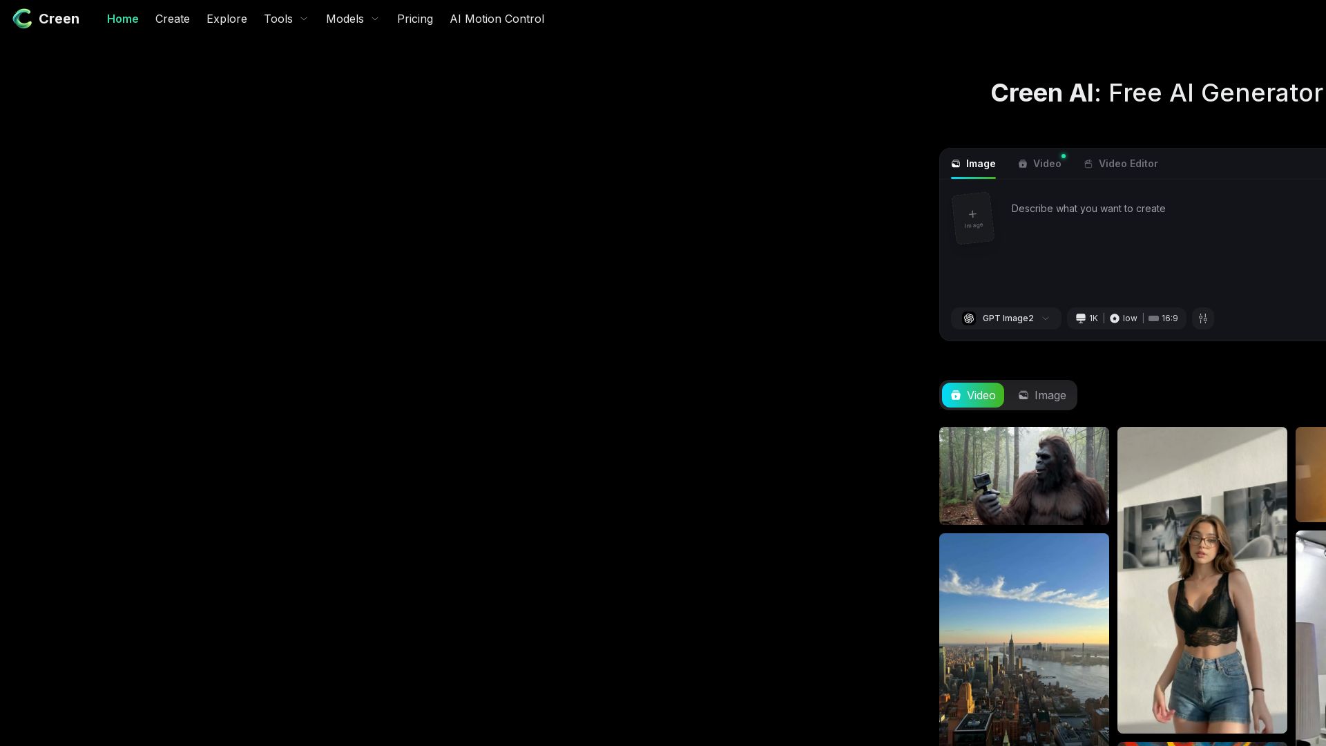 Creen AI page