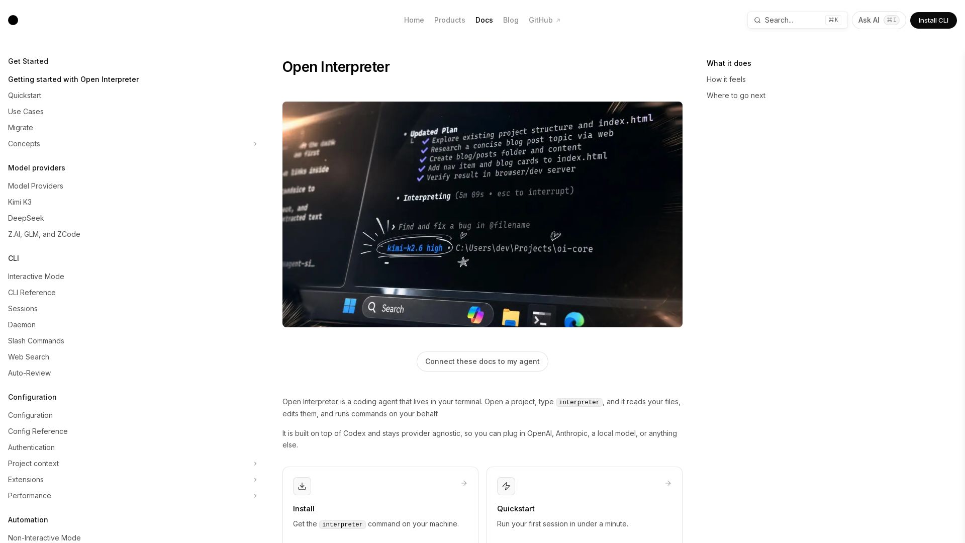 Open Interpreter page