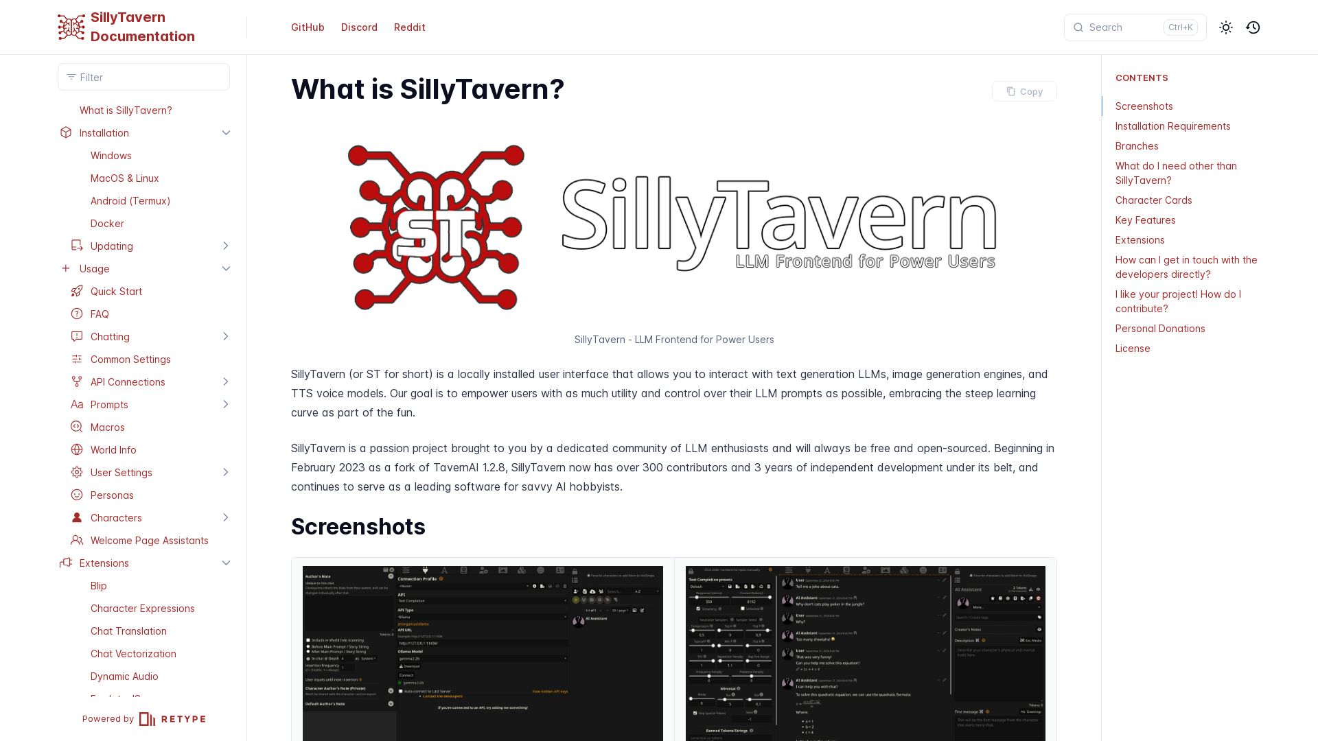 SillyTavern page