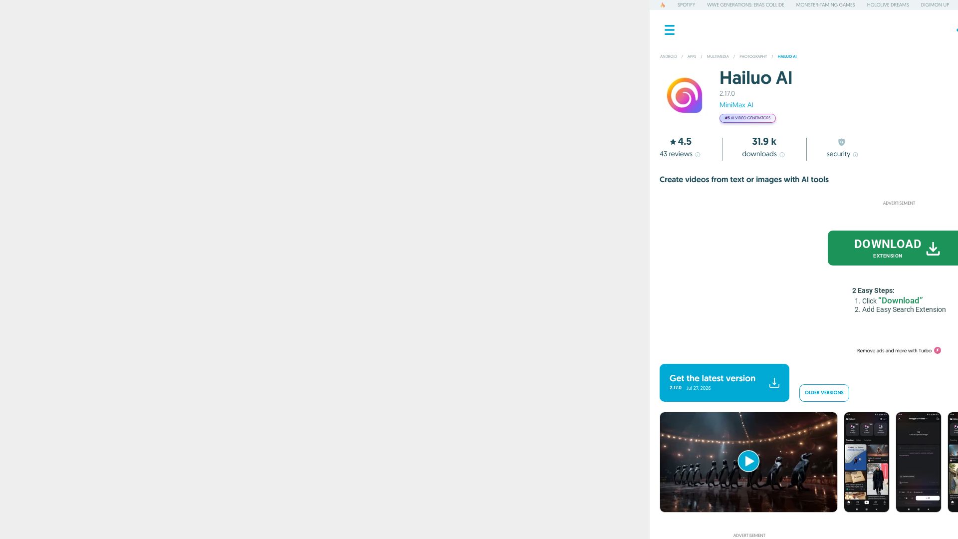 Hailuo AI page