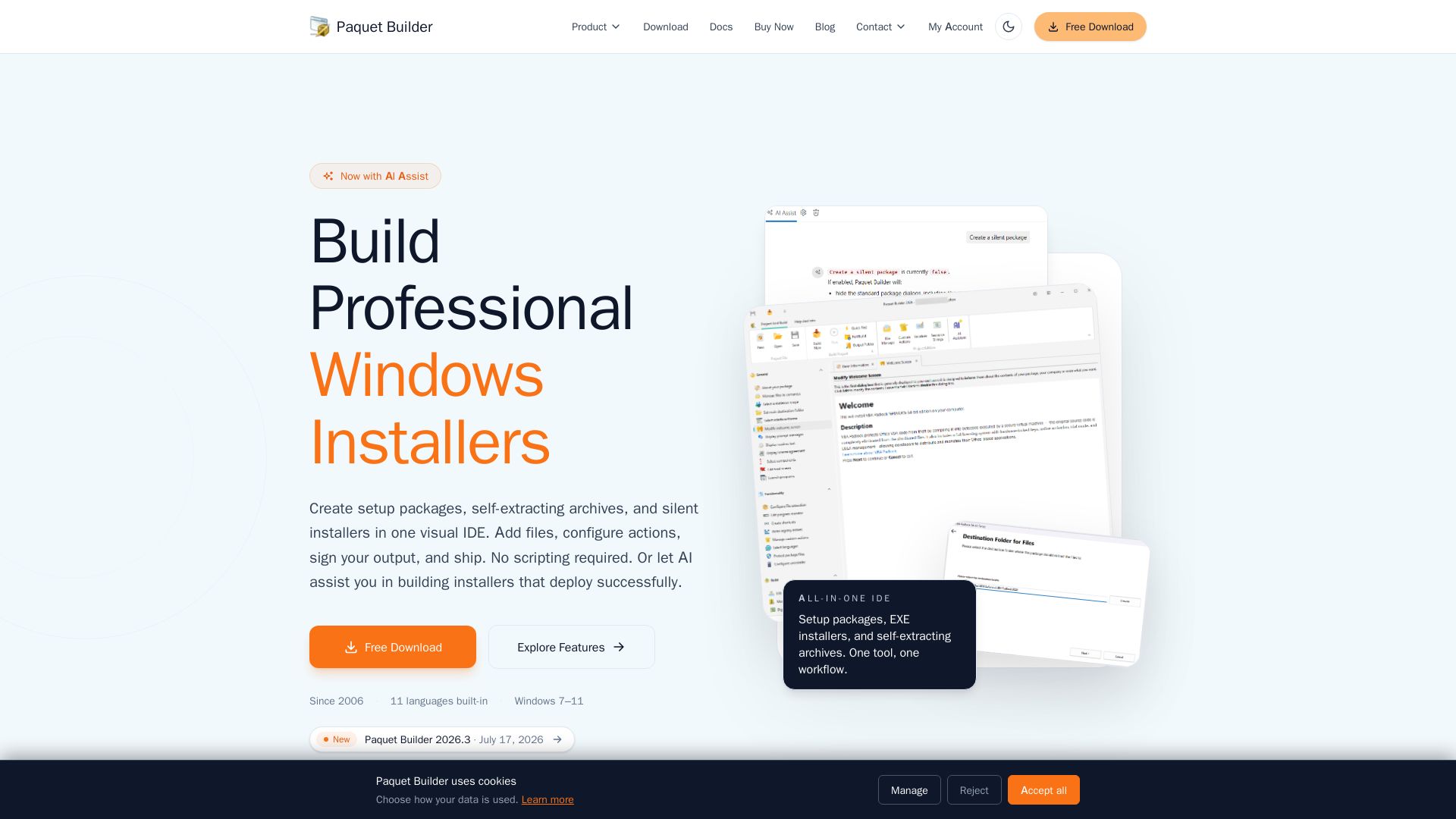 Paquet Builder page