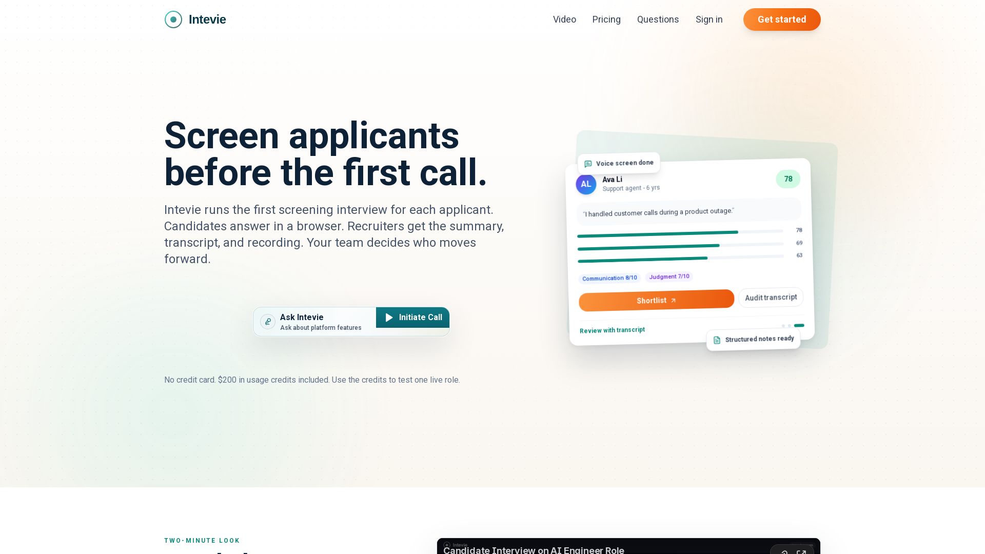 Intevie page