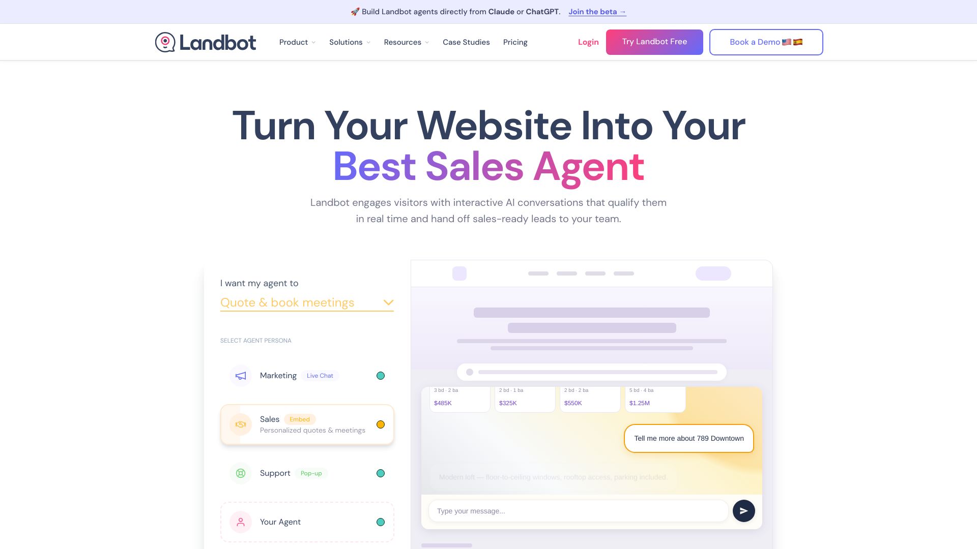 Landbot page