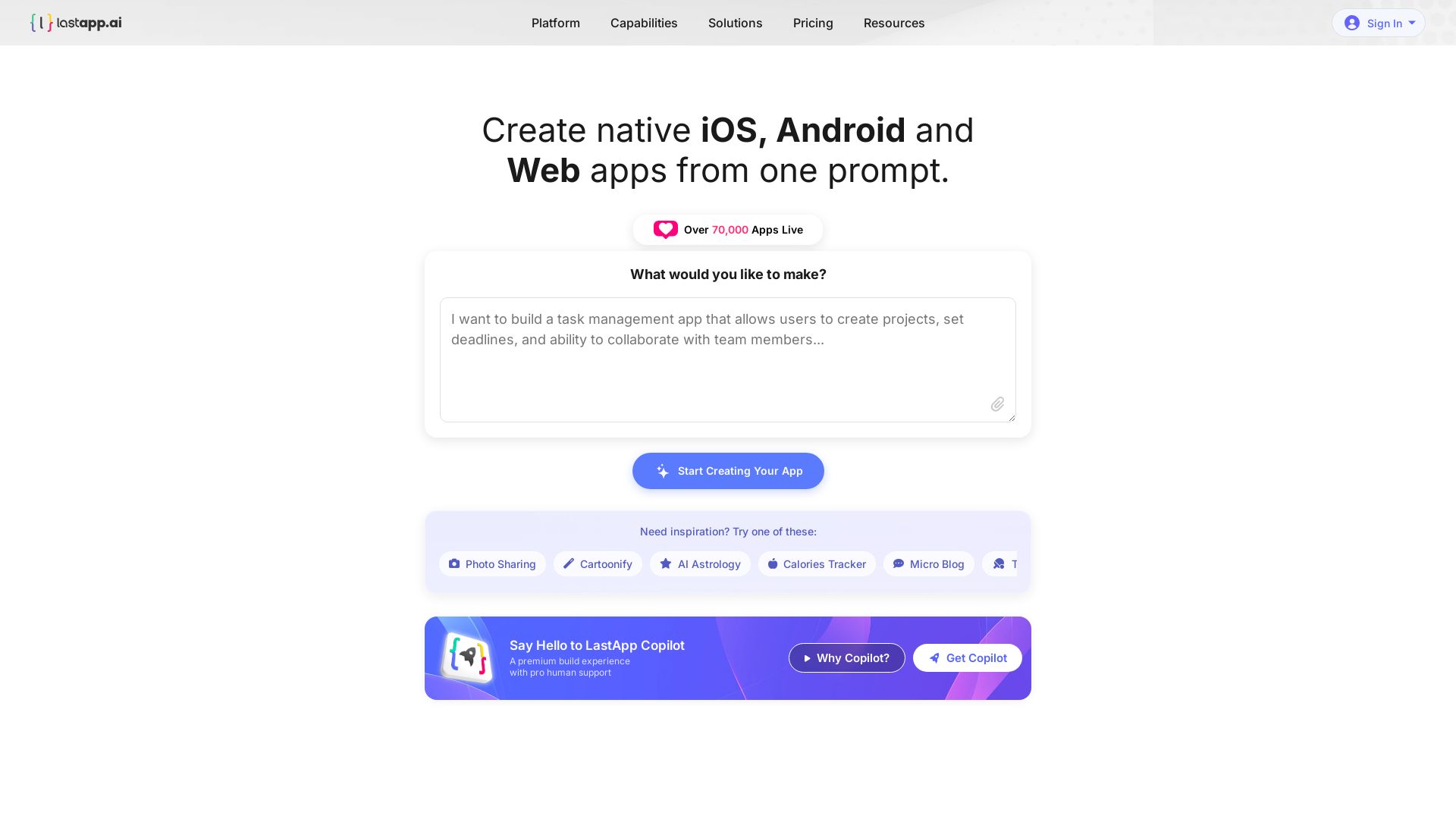 LastApp.AI page
