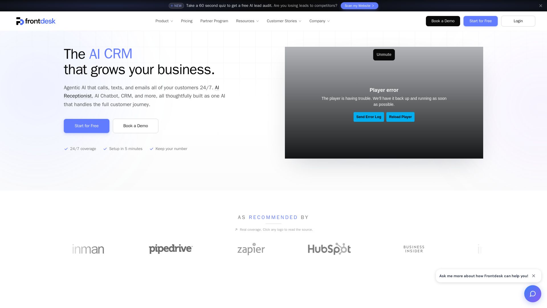 Frontdesk AI page