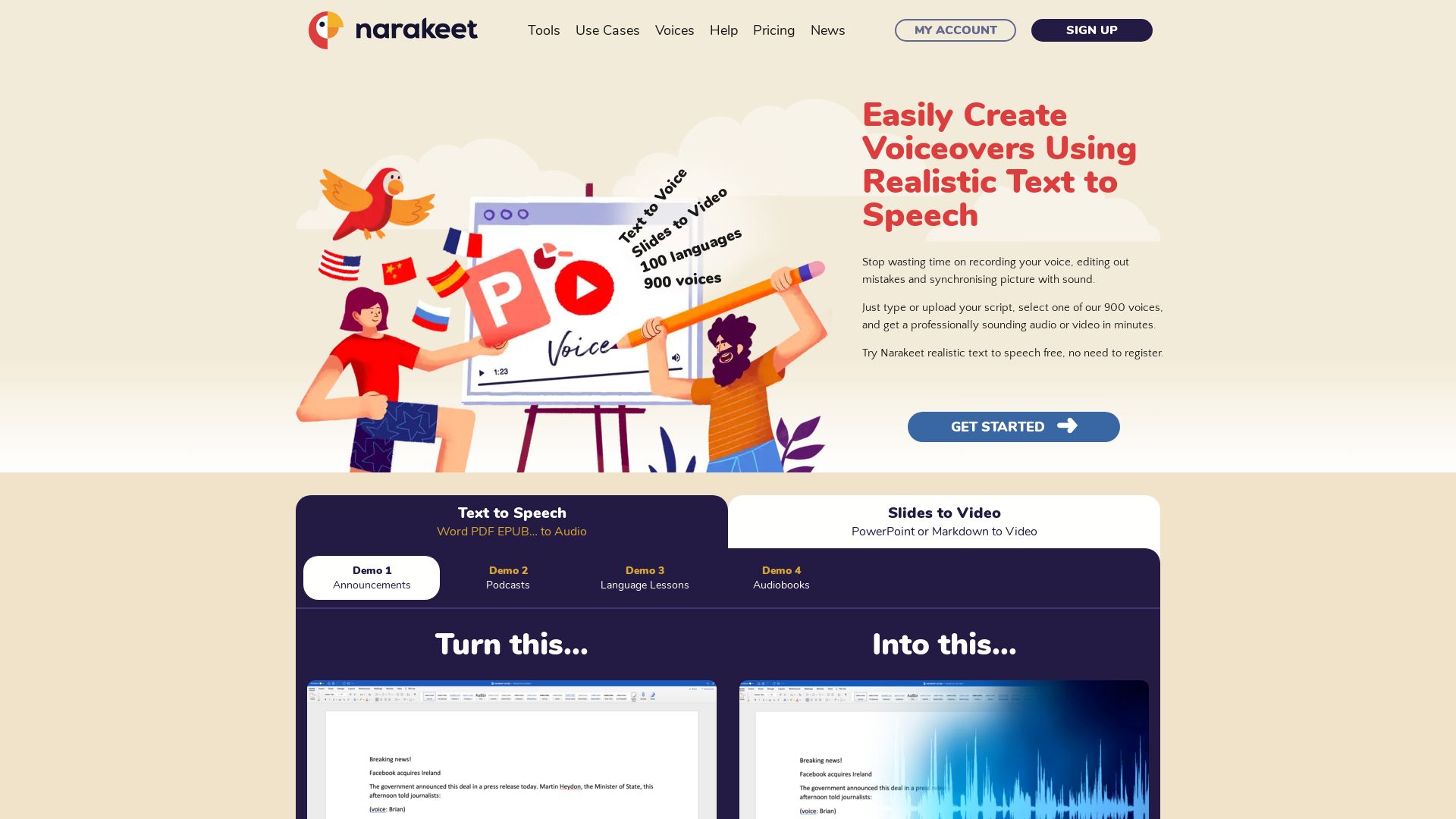 Narakeet page