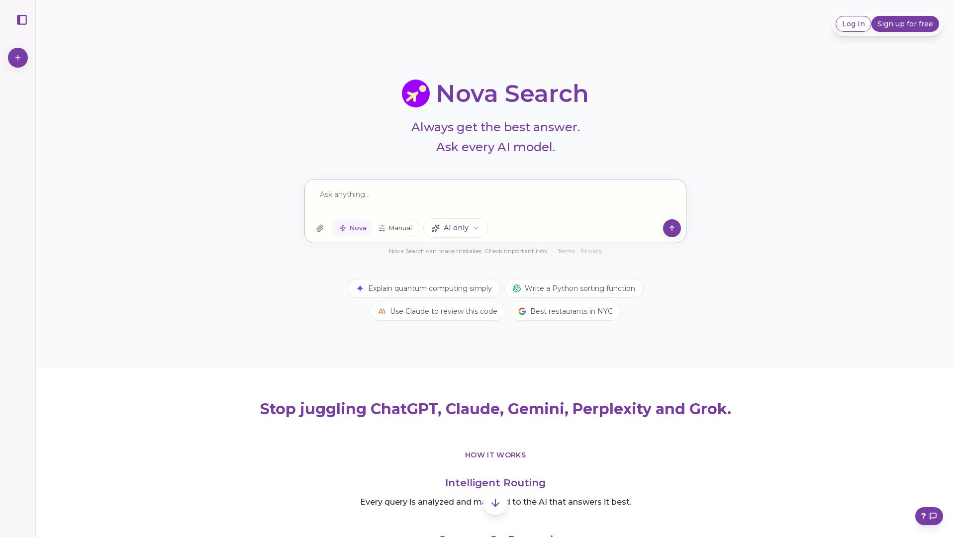 Nova Search page
