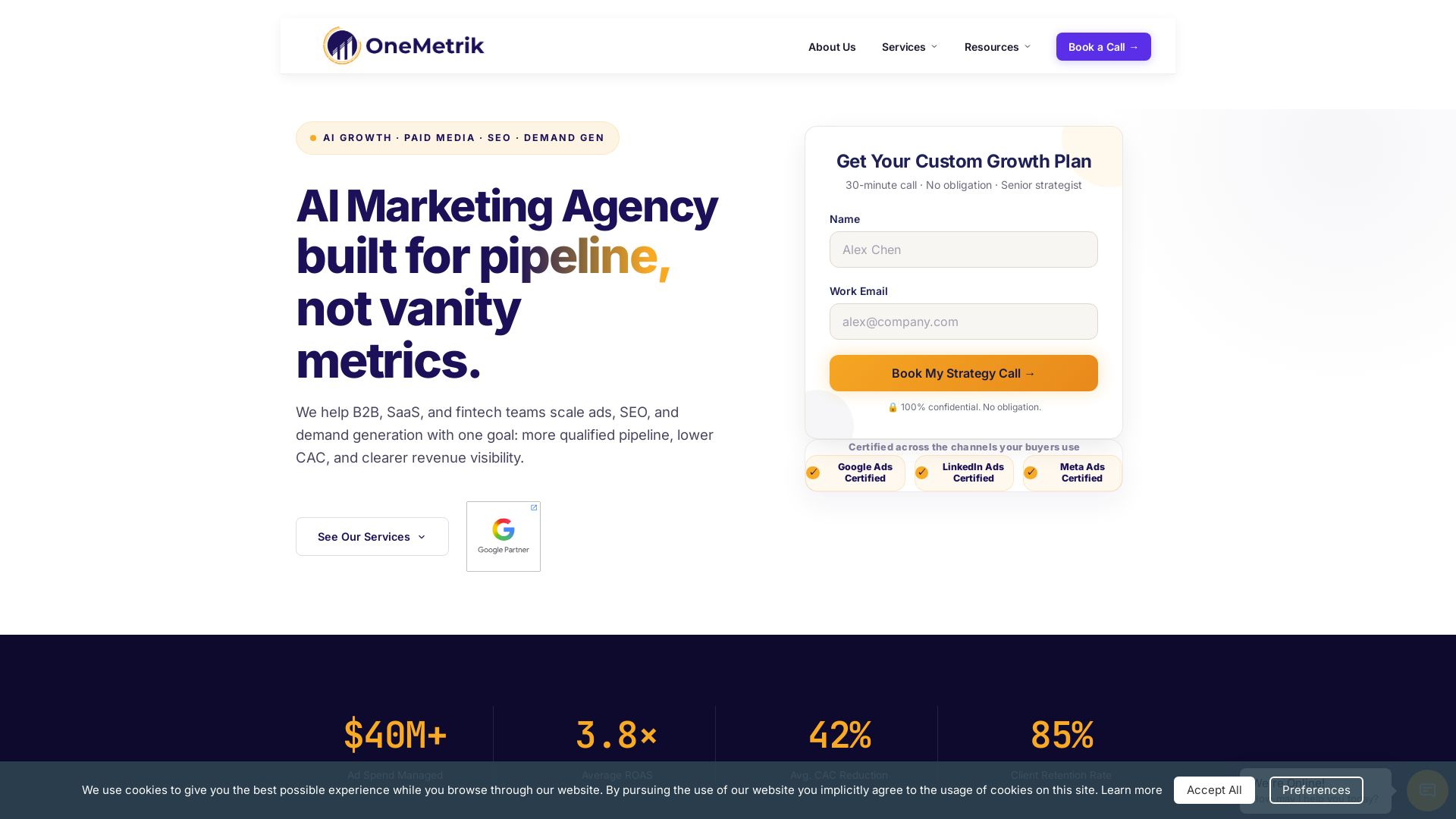 OneMetrik page
