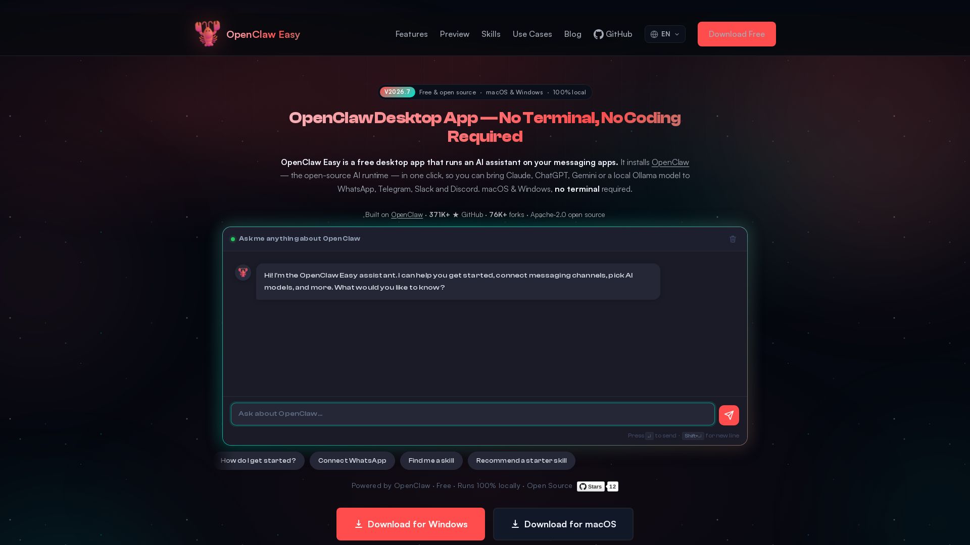 OpenClaw Desktop App page