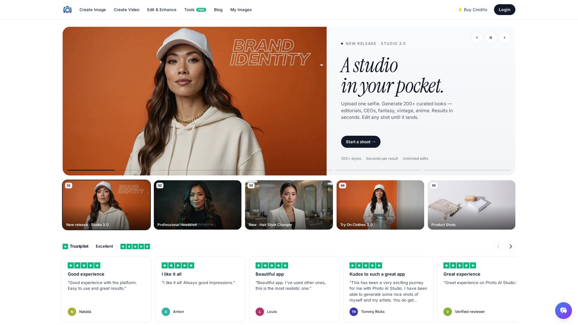 Photo AI Studio page