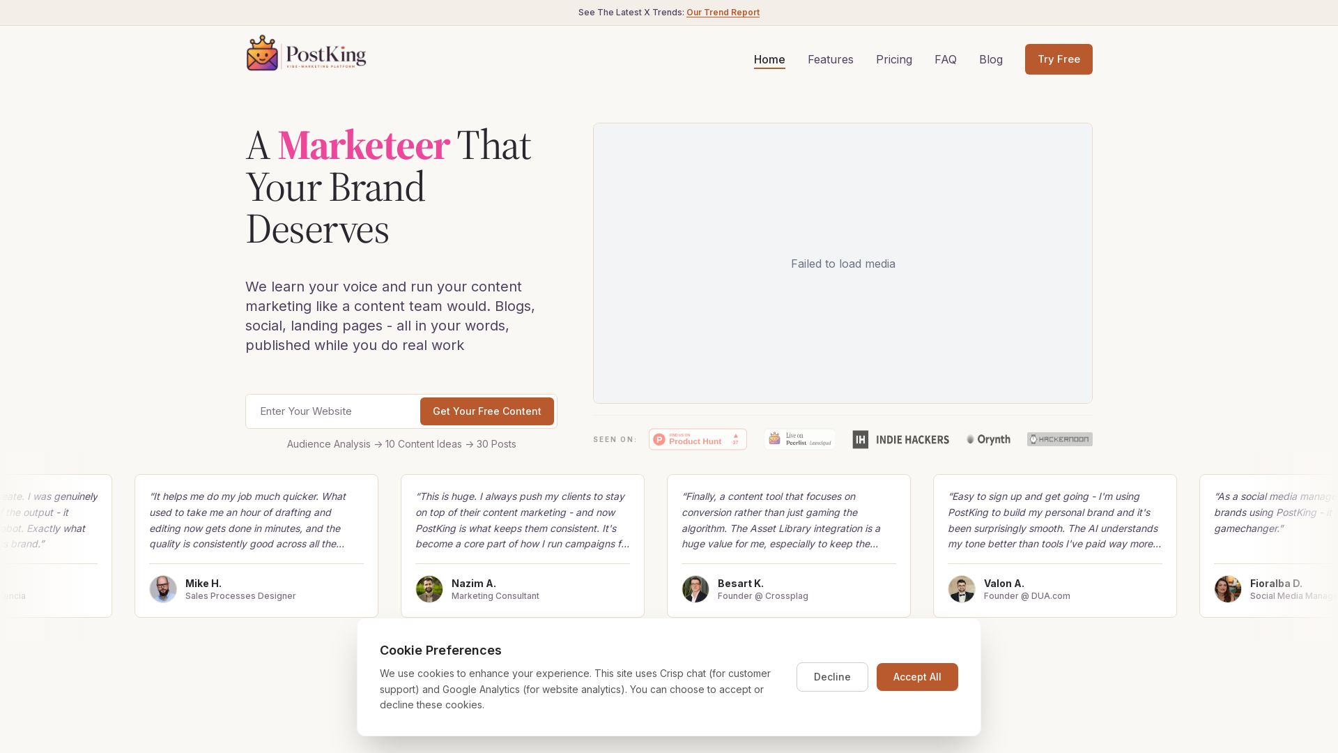 PostKing page