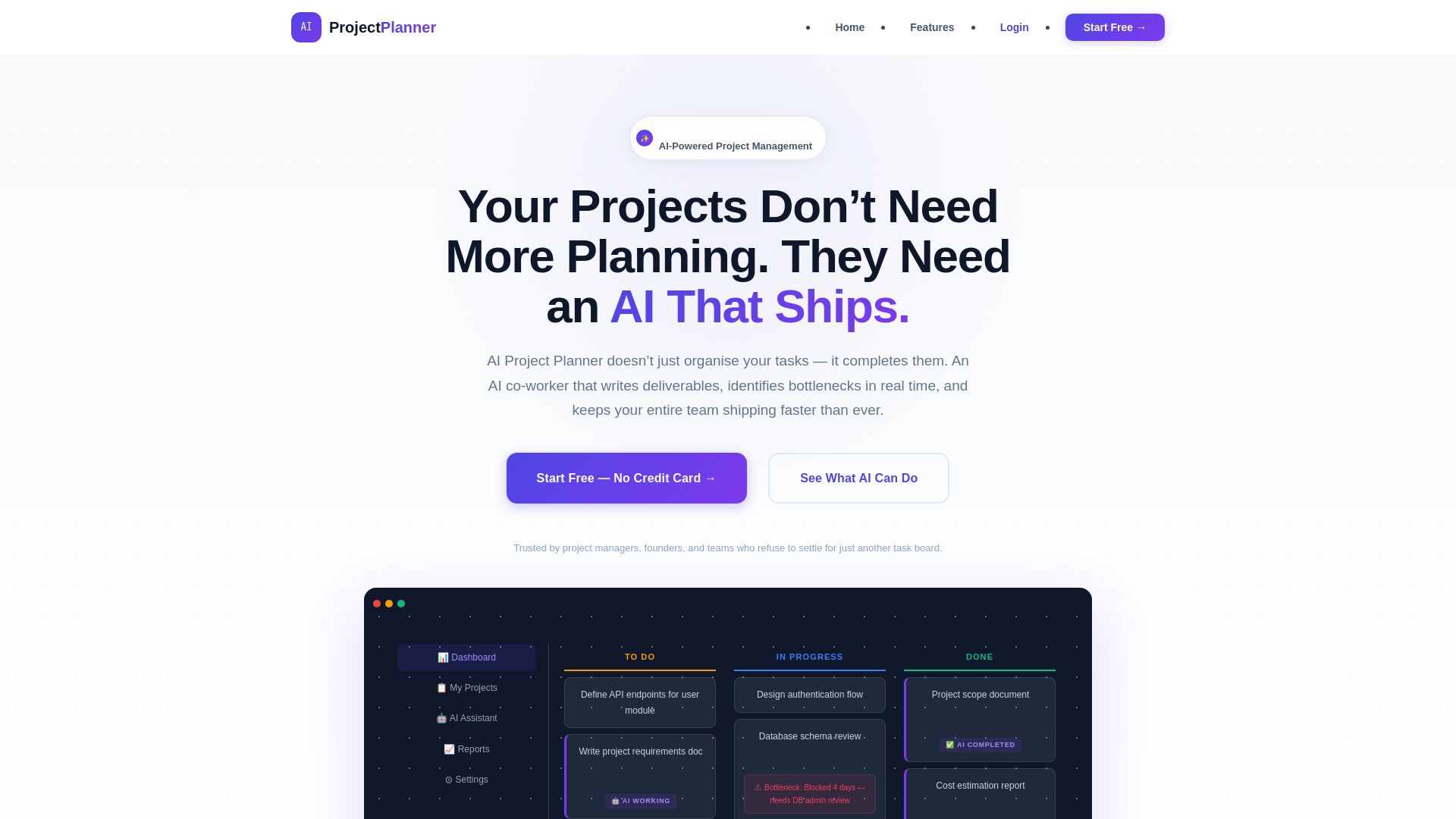Project Planner page