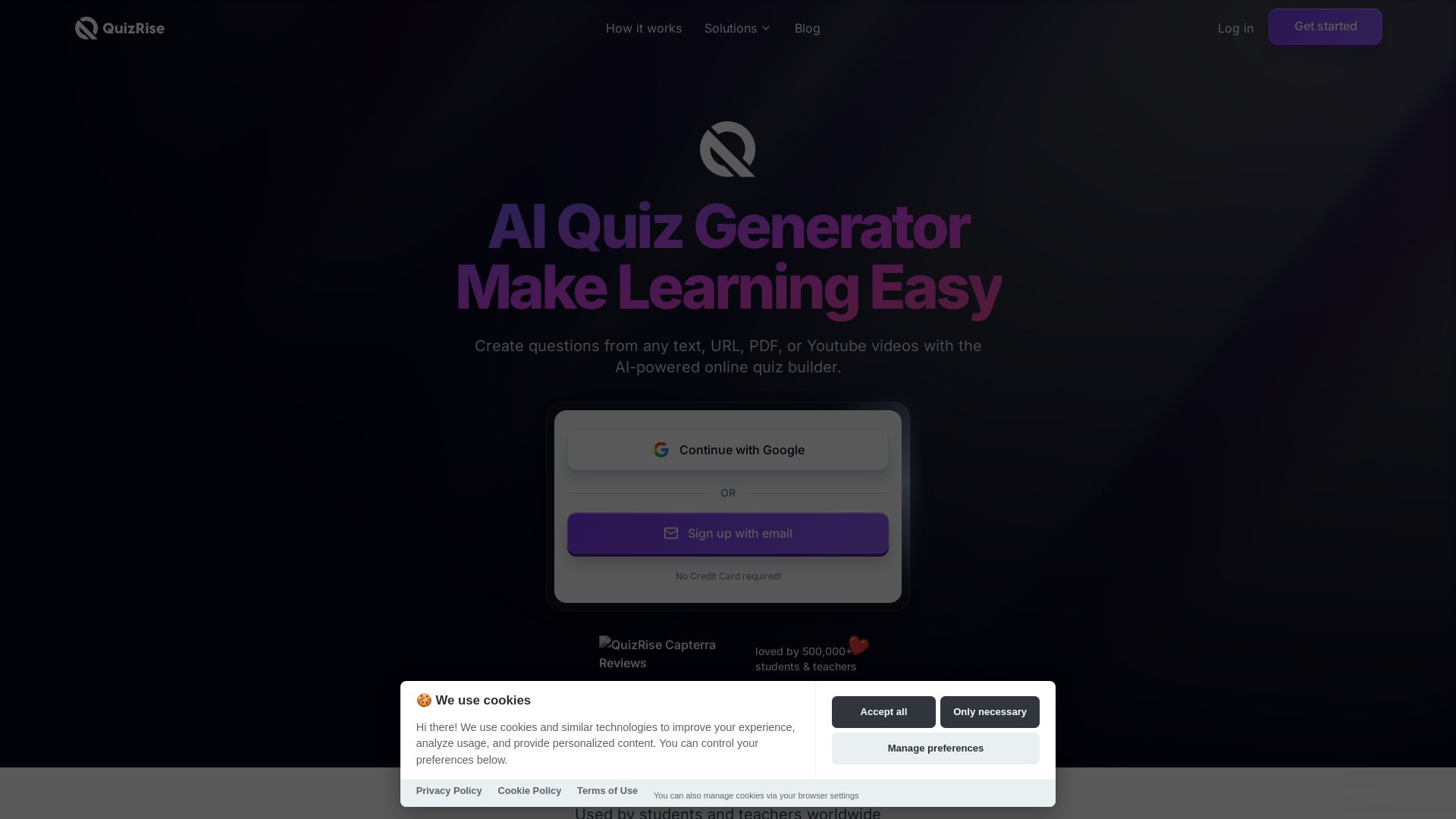 QuizRise page
