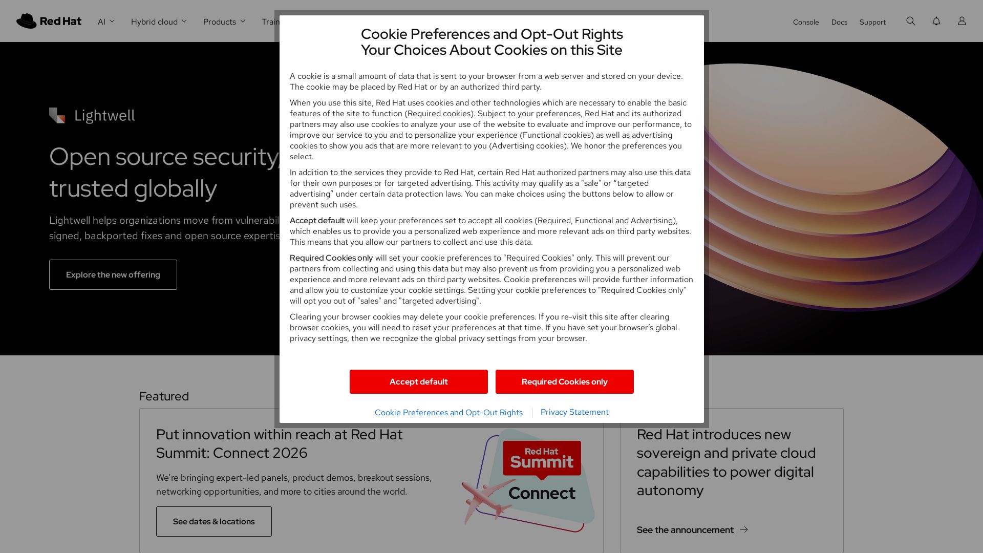 Red Hat page