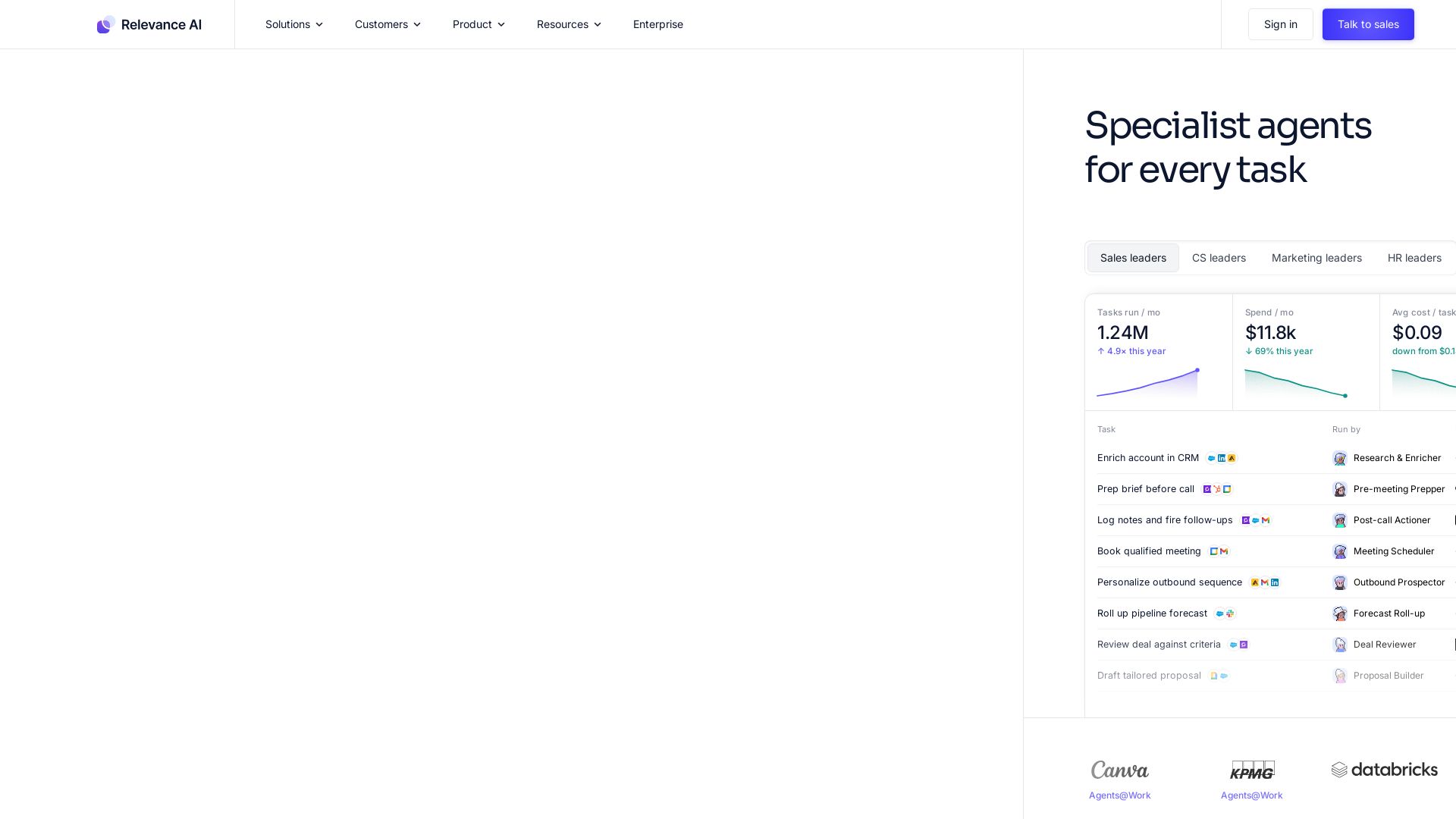 Relevance AI page