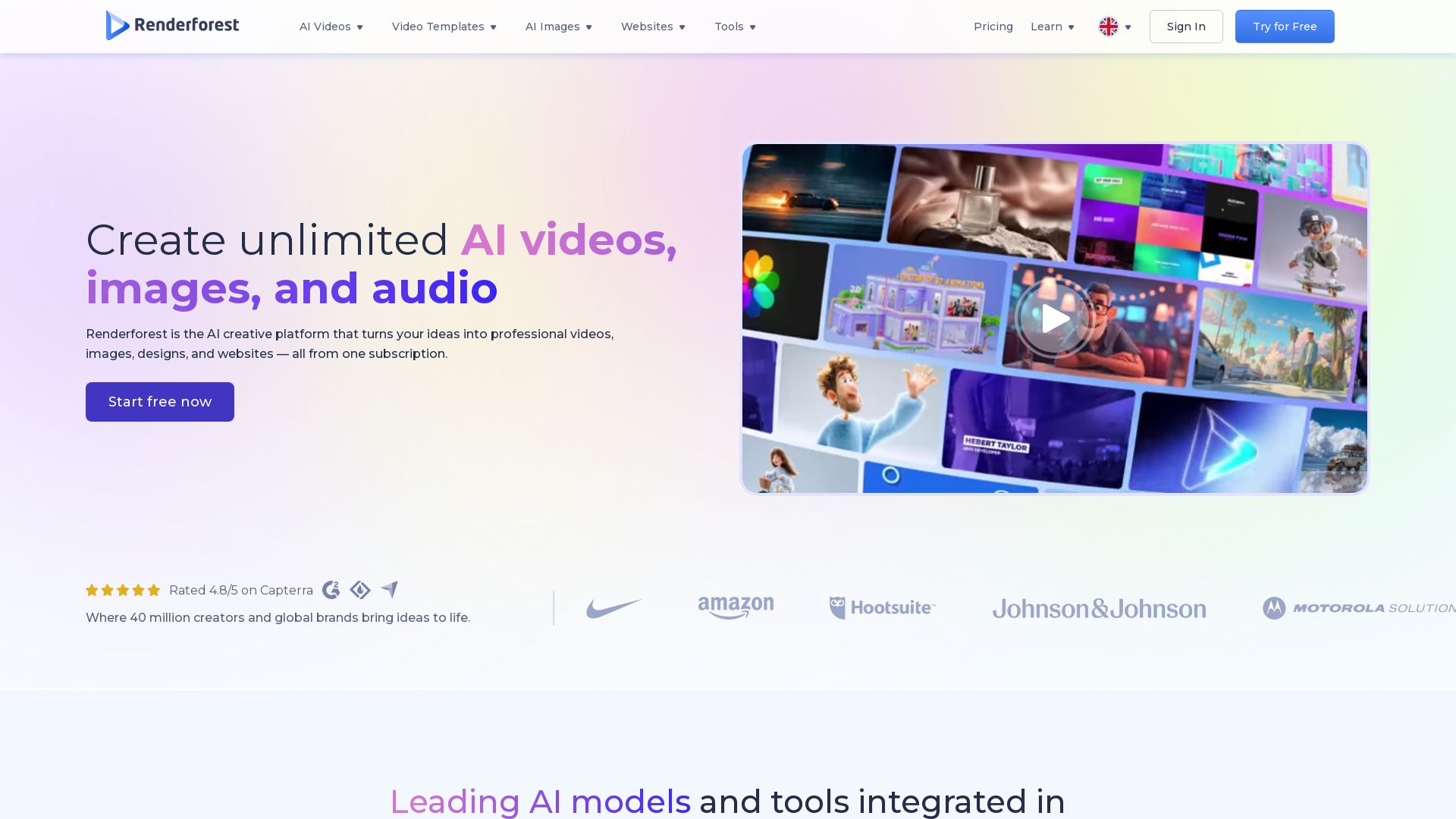 Renderforest page