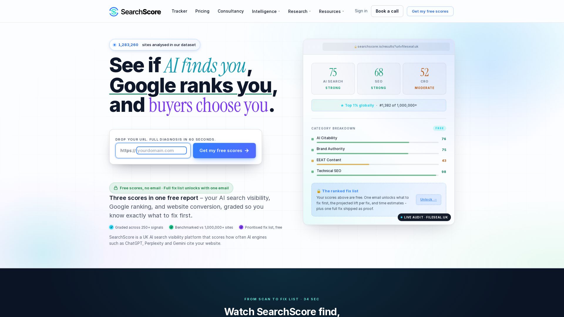 SearchScore page