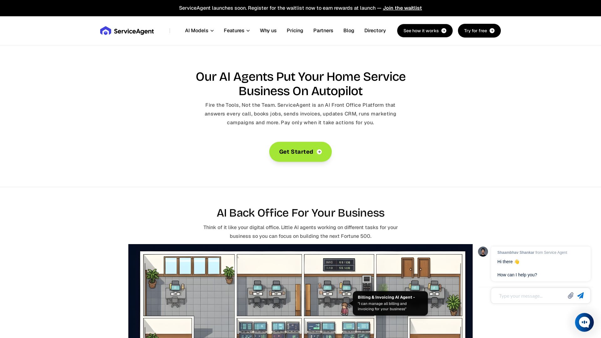 ServiceAgent page