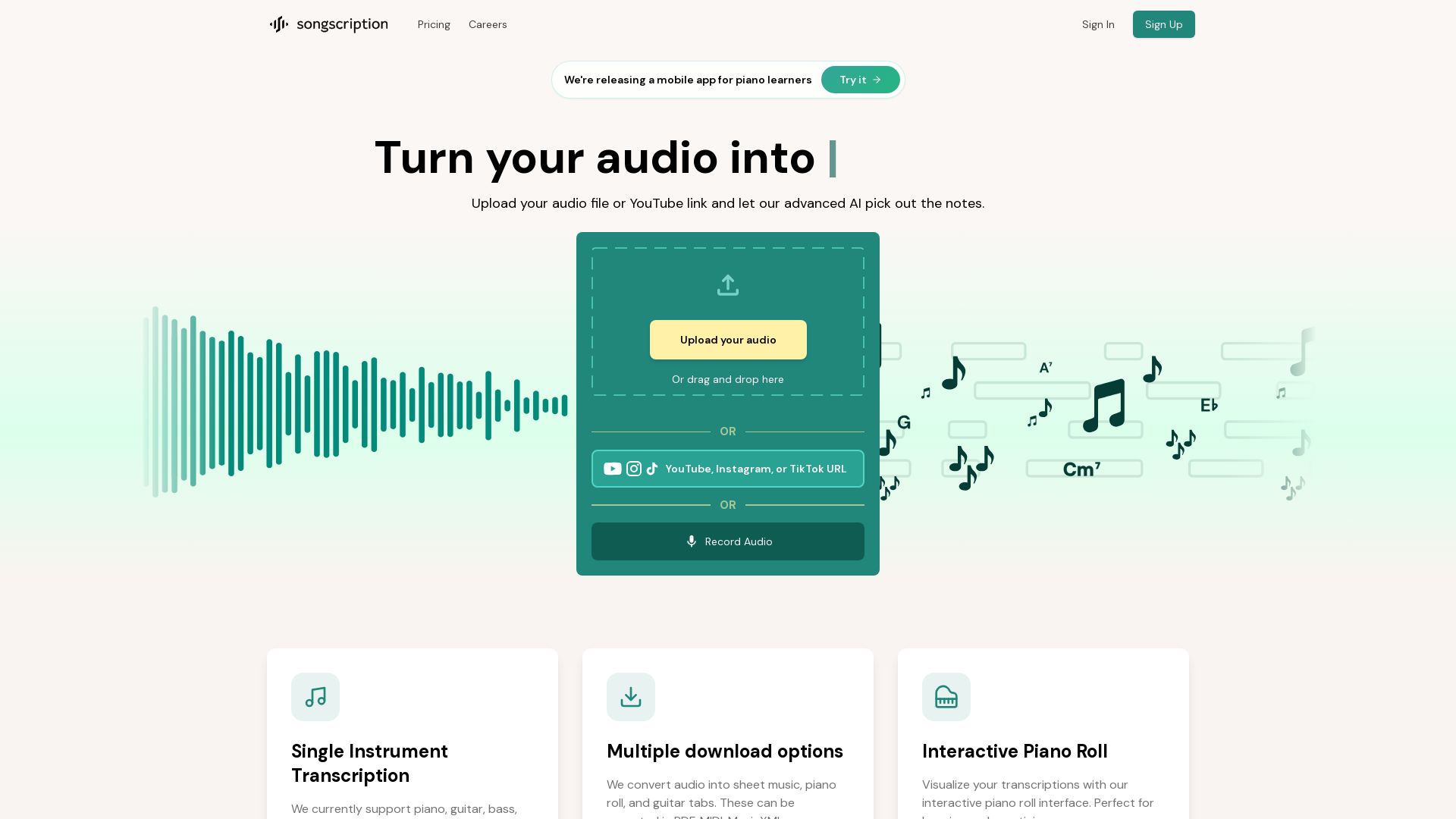 Songscription AI page