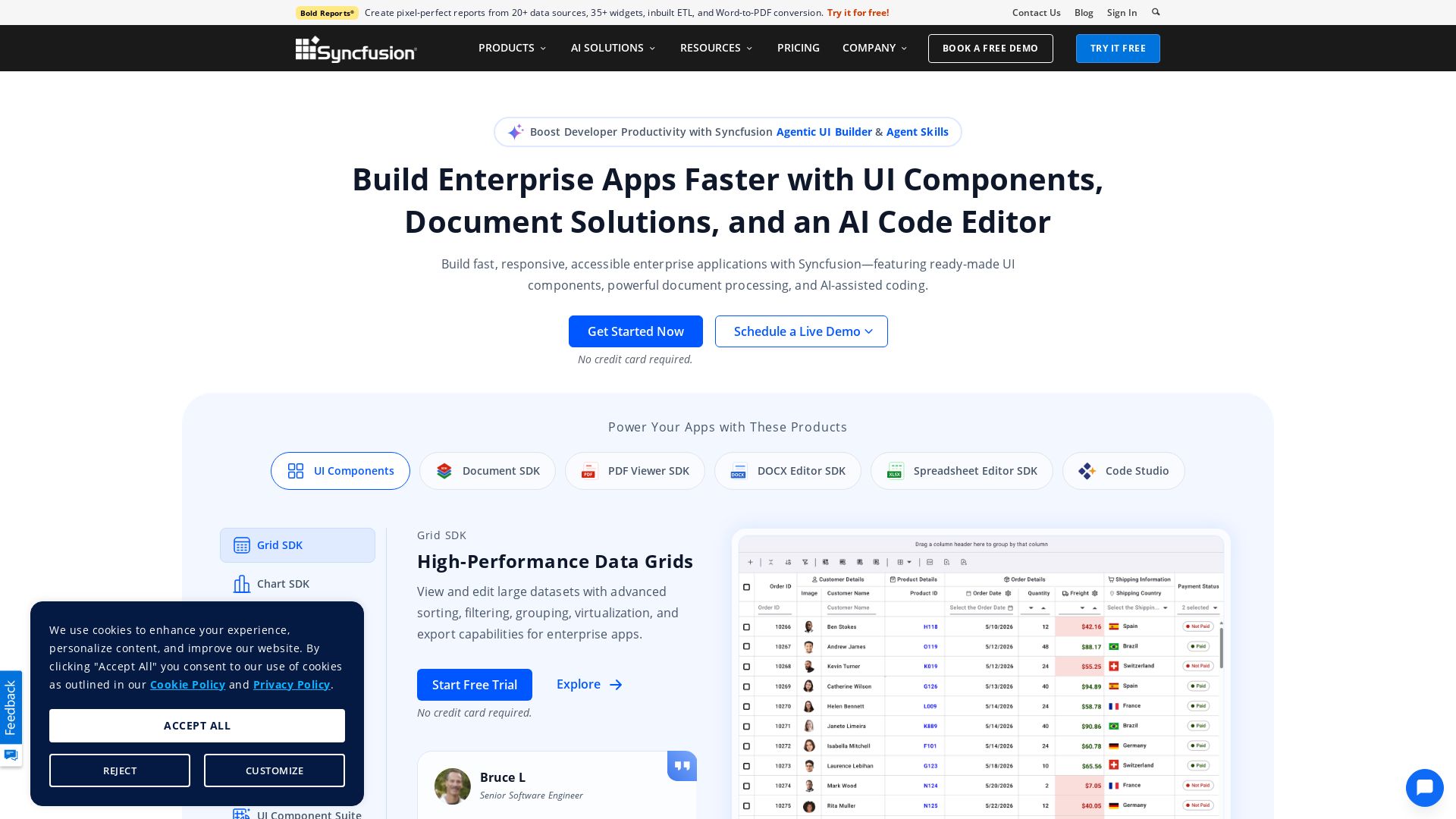 Syncfusion page