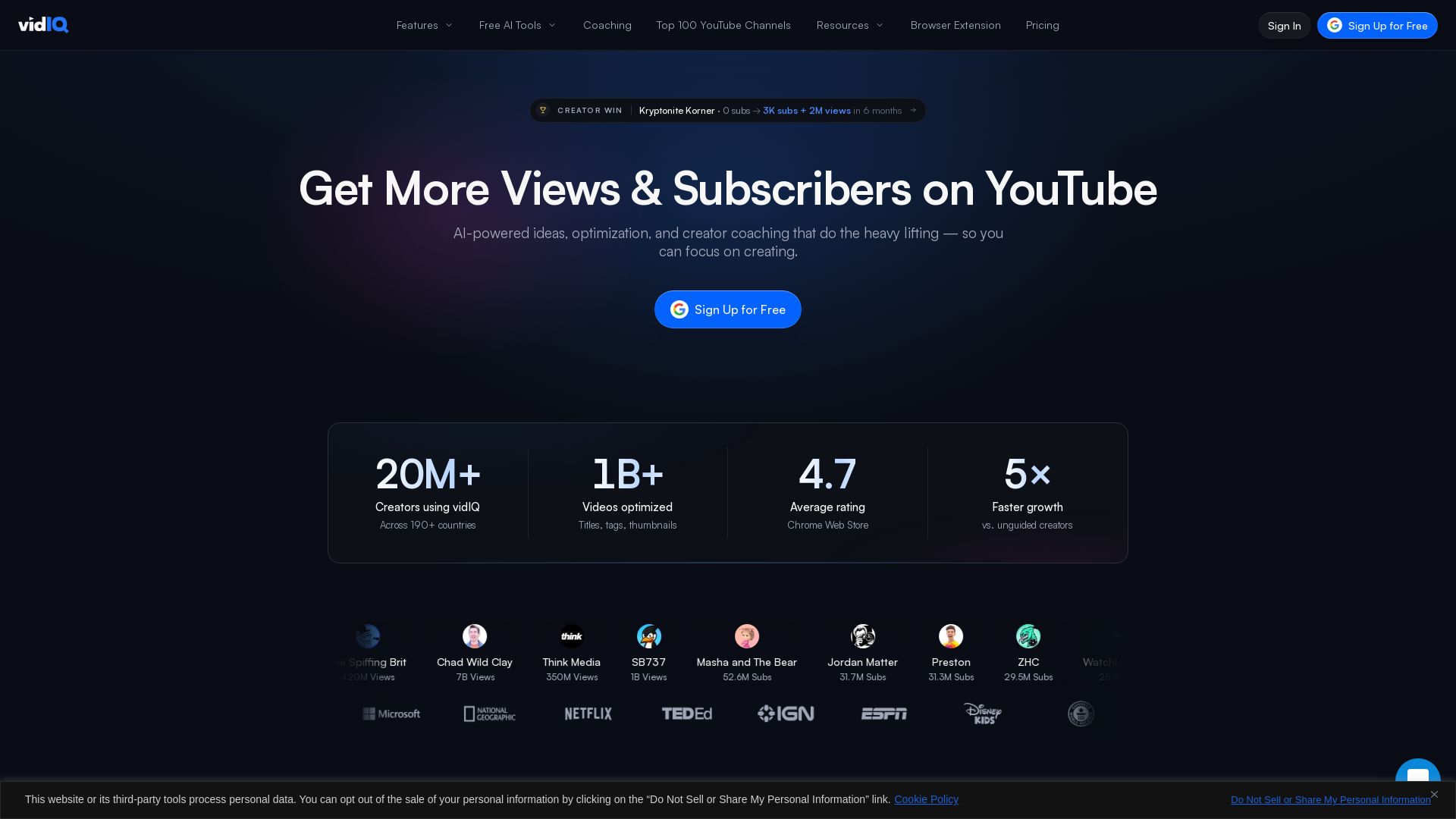 vidIQ page