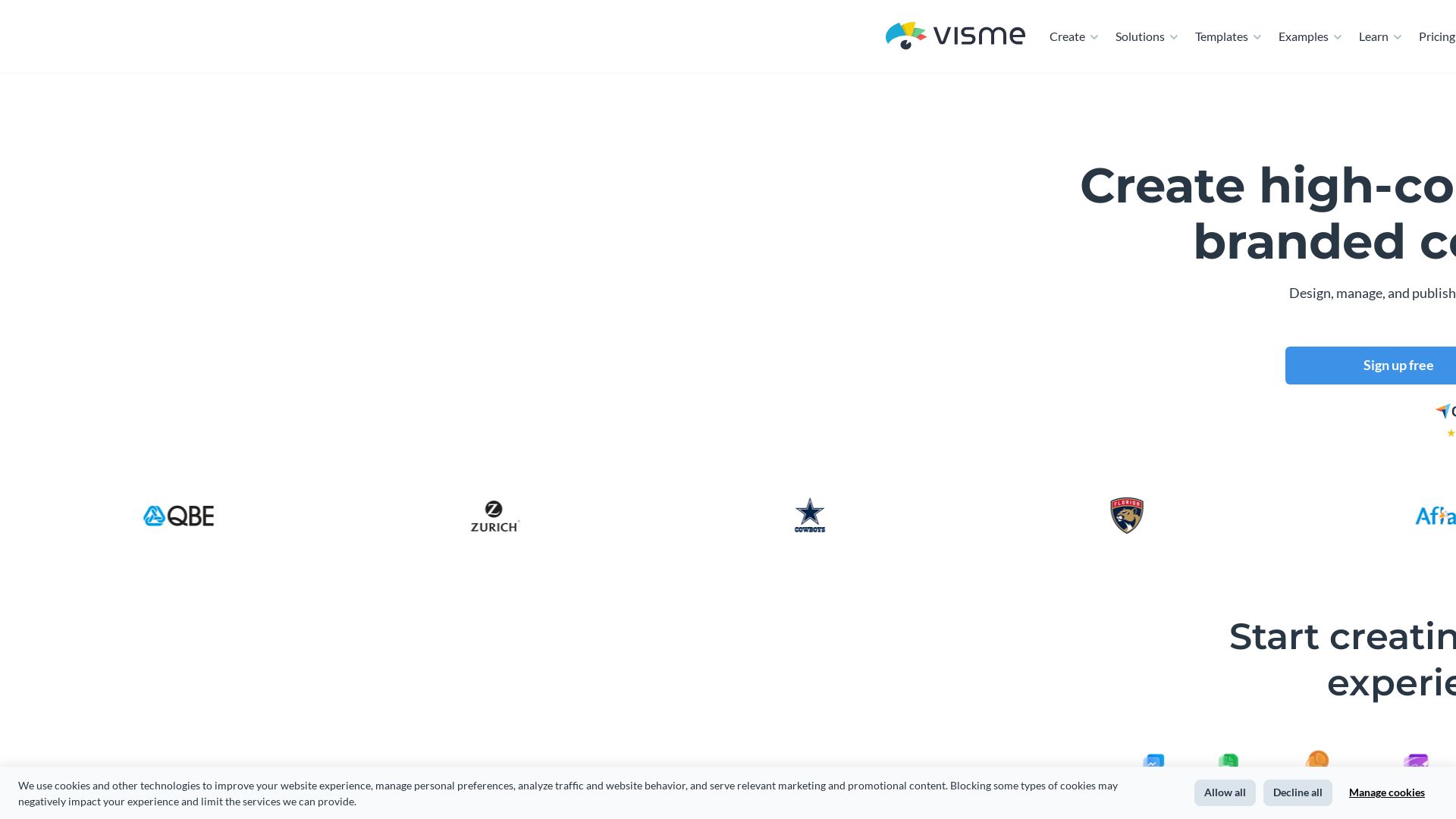 Visme page