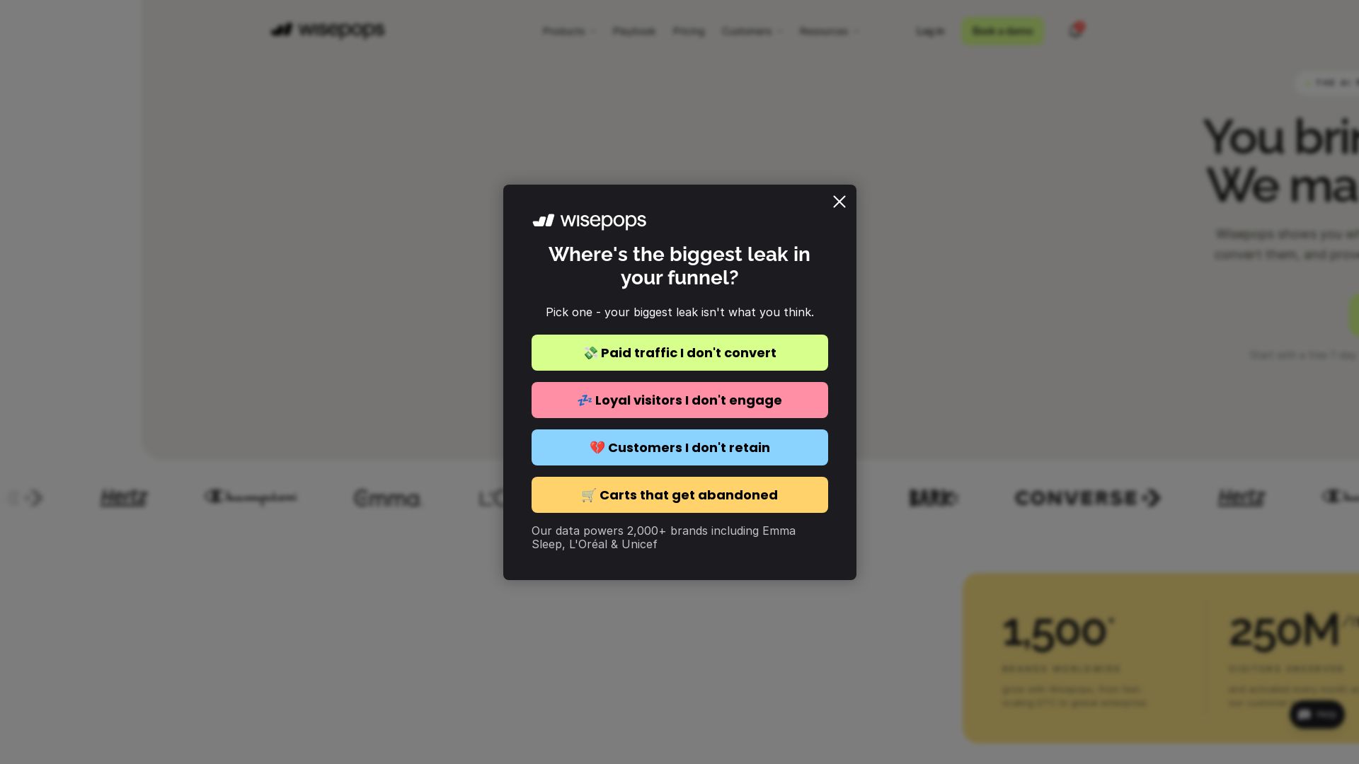 Wisepops page