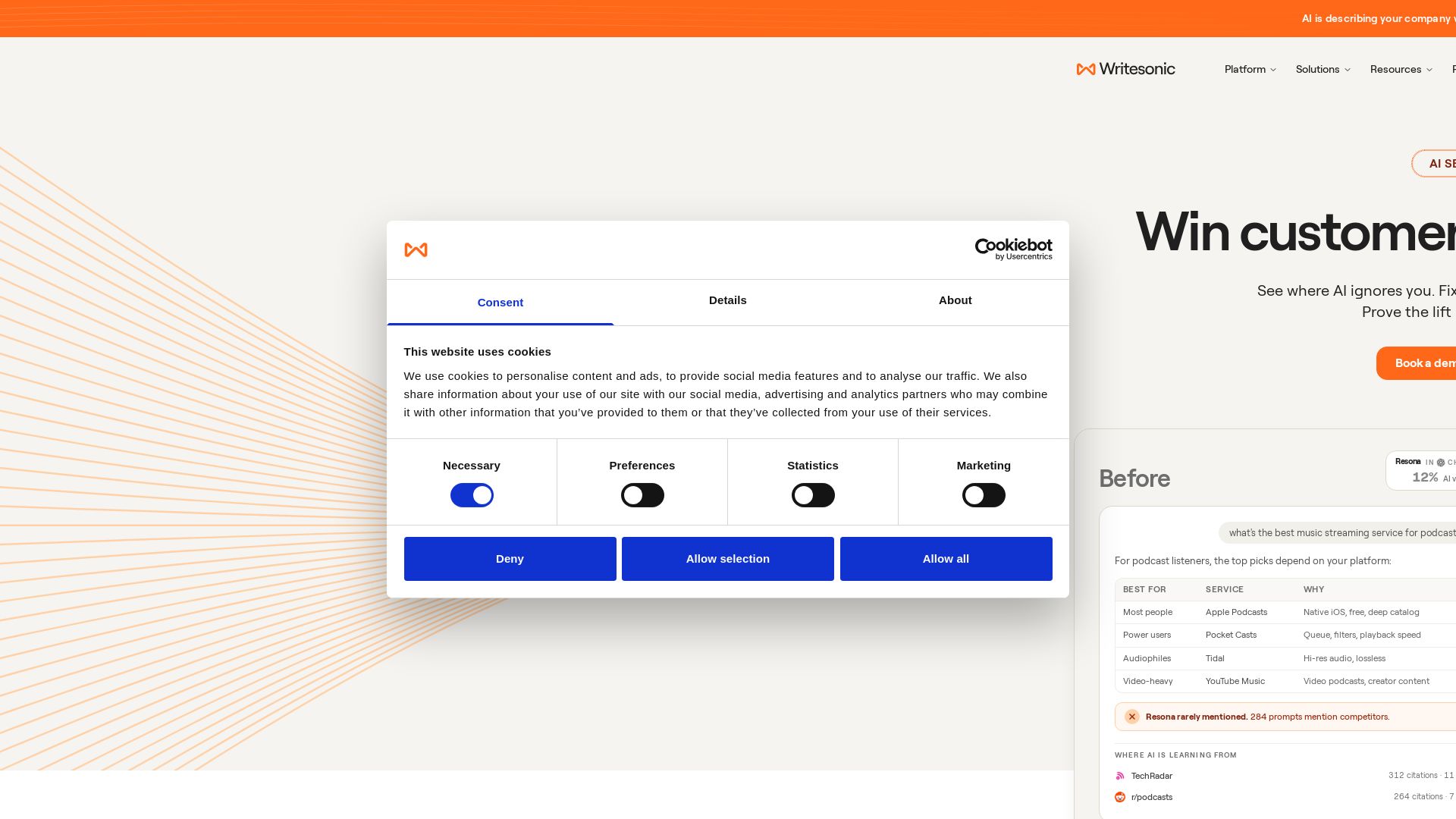 Writesonic page